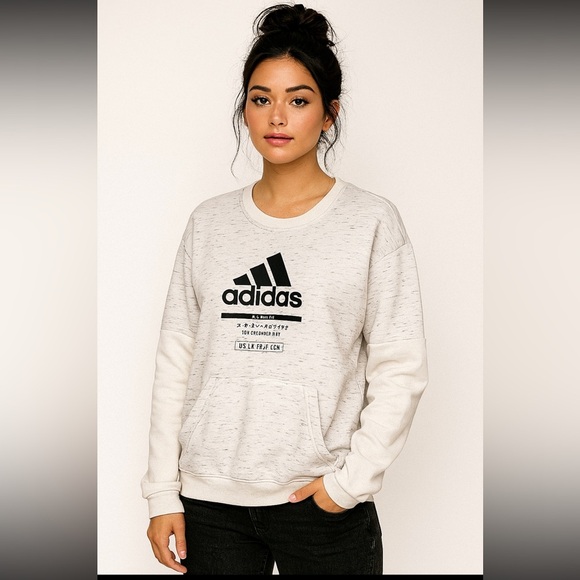 Adidas Creators Only Men’s Sweatshirt Size Large Heather Gray Japanese Logo - Picture 1 of 2